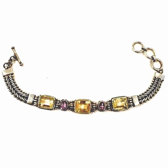 Bali Sterling Amethyst, Citrine, Quartz Bracelet - Picture 4 of 16